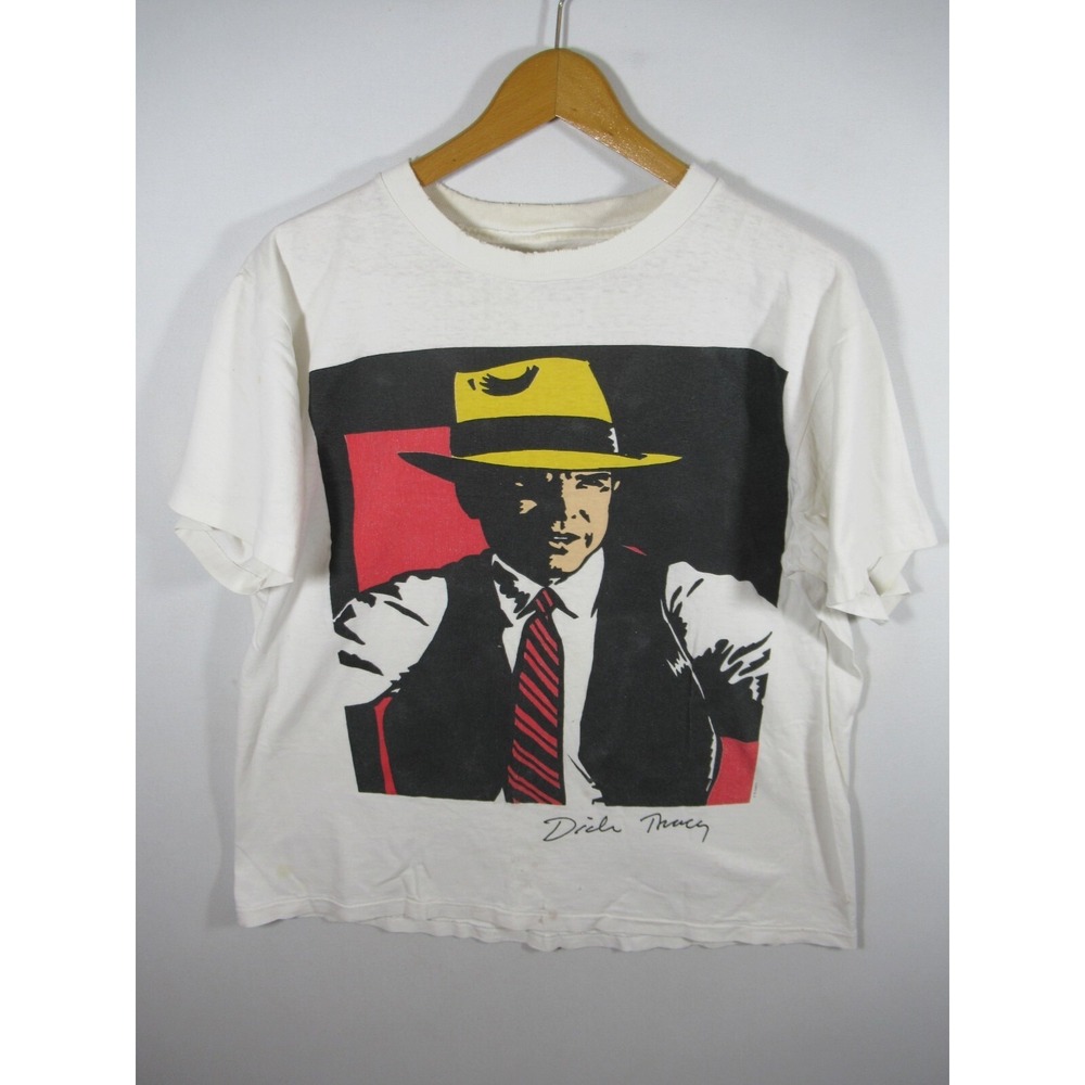 Vintage 90s Dick Tracy T Shirt Short Sleeve Crewneck Single Stitch Destroyed